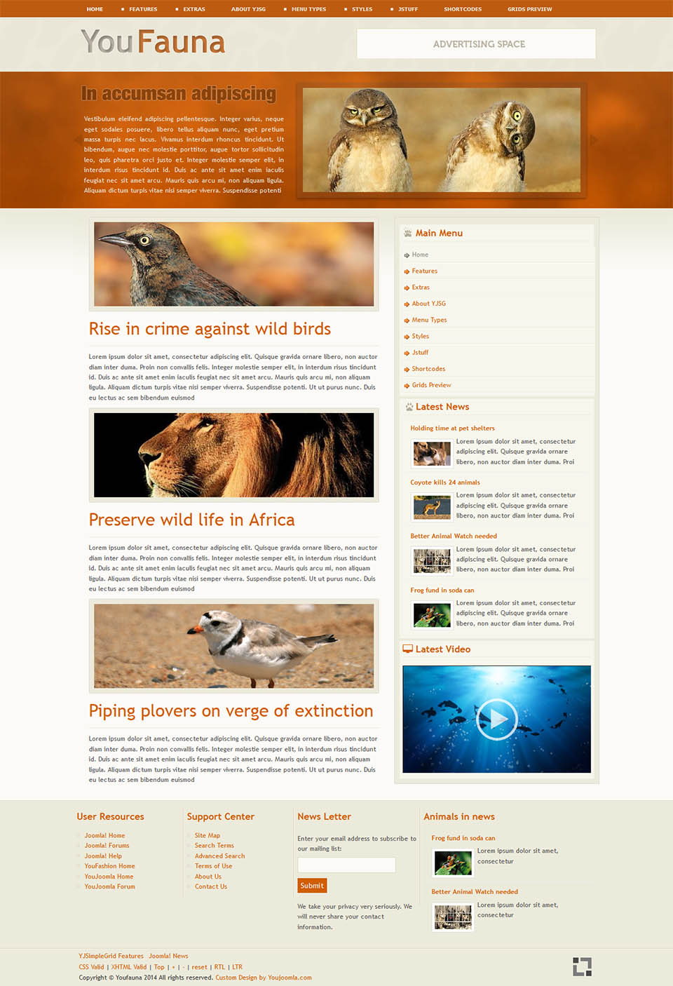 Template YouJoomla YouFauna Joomla template YouJoomla YouFauna