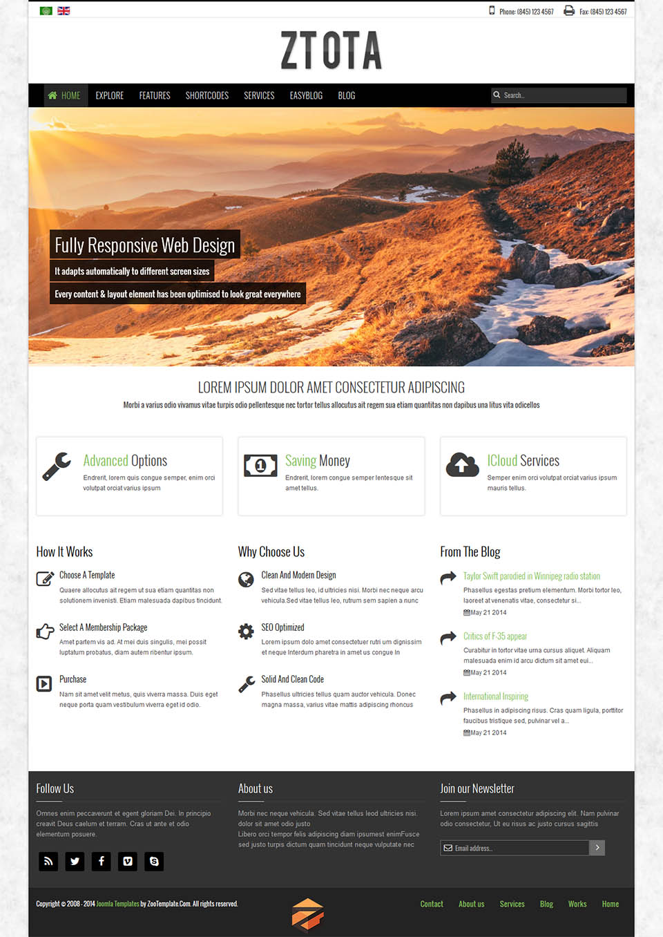 Joomla template ZooTemplate Ota