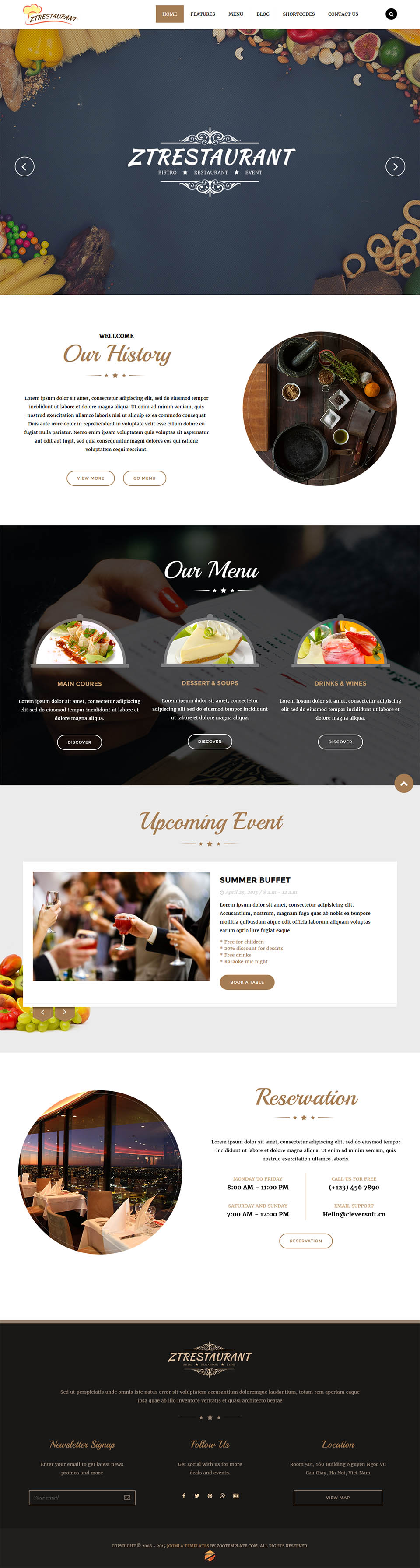 Template ZooTemplate Restaurant Joomla template ZooTemplate Restaurant